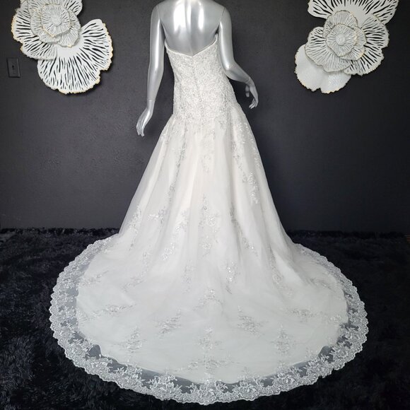 NWT~$1599~DA VINCI~SZ 6~IVORY STRAPLESS EMBELLISHED BALL GOWN WEDDING DRESS - Picture 11 of 16